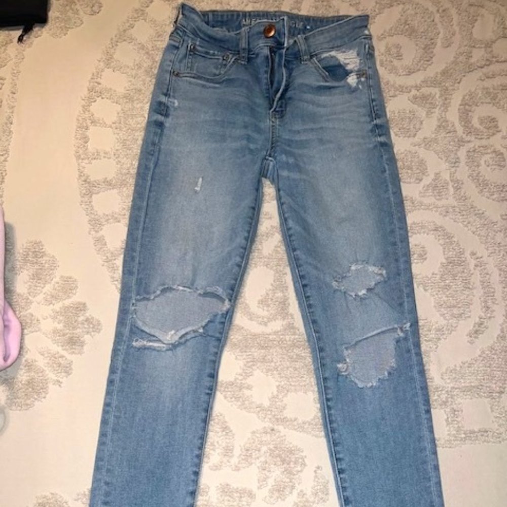 American Eagle Outfitters, distressed, jegging with next level stretch, 6 short